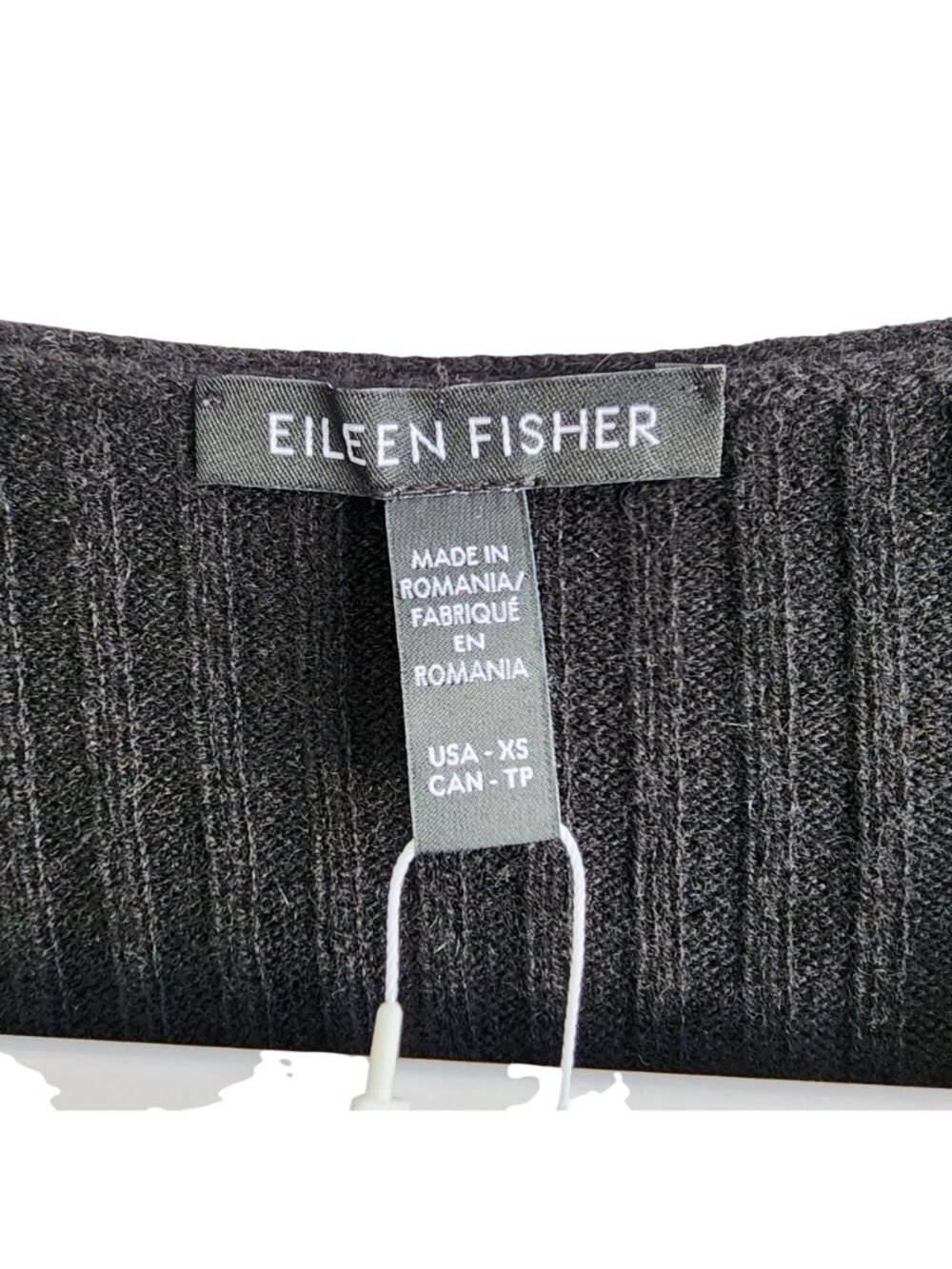 Eileen Fisher Italian Cashmere Ribbed V-Neck Sweater Black Size XS Romania New - Picture 2 of 6